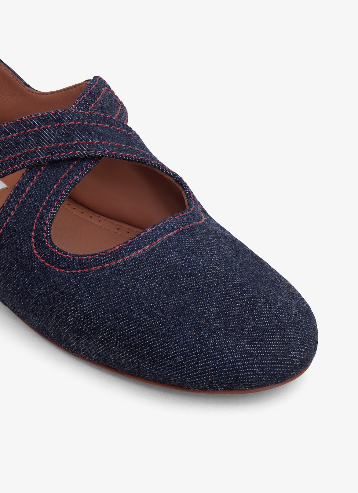 CRISS CROSS BALLET FLATS IN DENIM ALAÏA DENIM BLUE CRISS CROSS BALLET FLATS IN DENIM